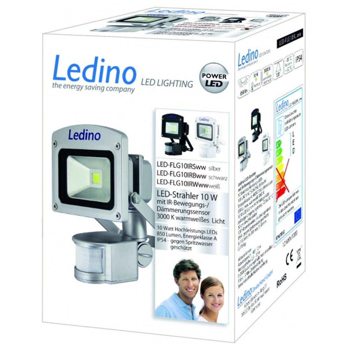 Ledino Ledisis LED-Flutlichtstrahler, IR-Sensor, 10 W, warmweiß